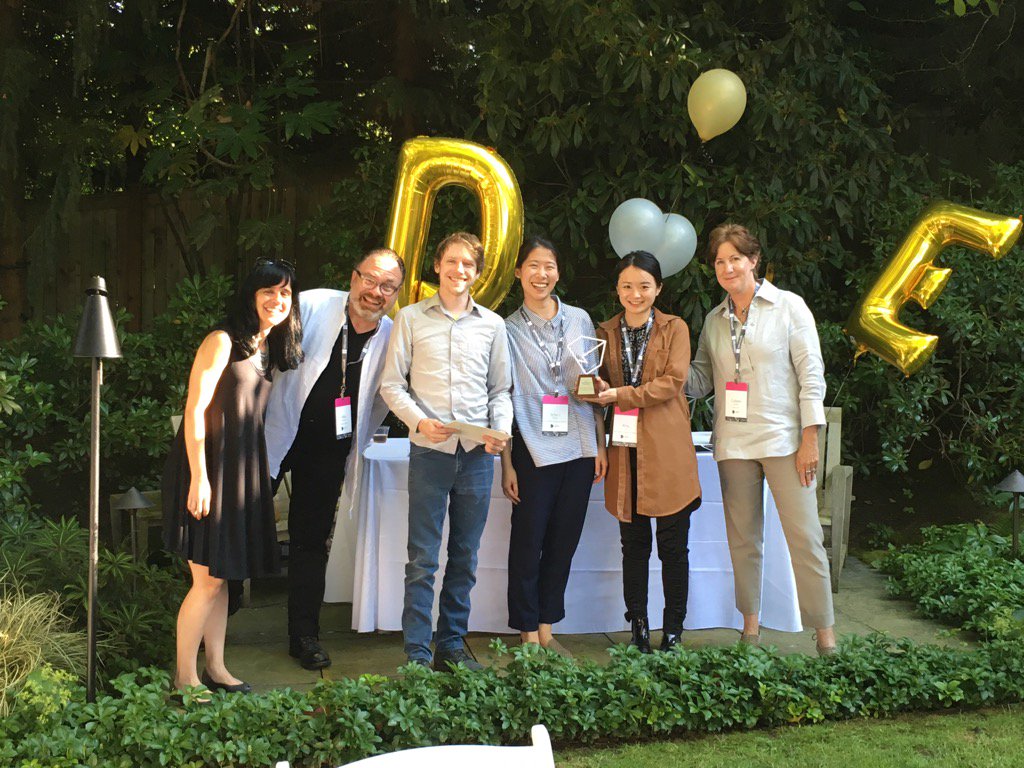 Receiving the award for “Most Thought-Provoking” from Melissa Quintanilha, Michael Kasprow, and Colleen Estrada