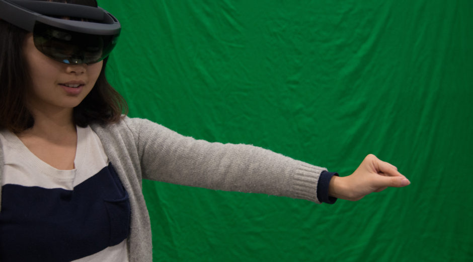 MDP/Lab Tianlu Tang interacts with something she sees in the Microsoft Hololens